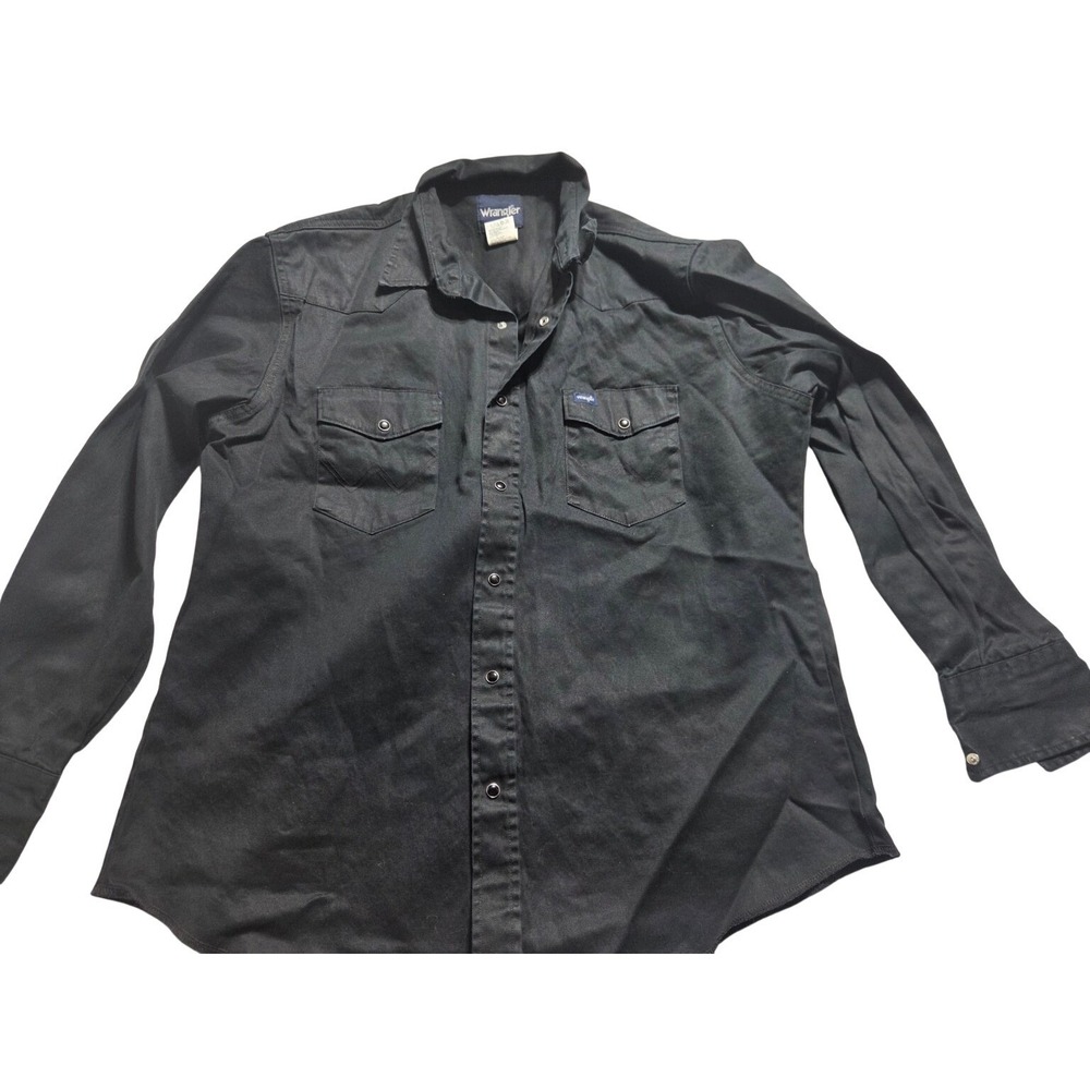 Wrangler Cowboy Cut MS70819 Mens XL Black Western Pearl Snap Work Shirt